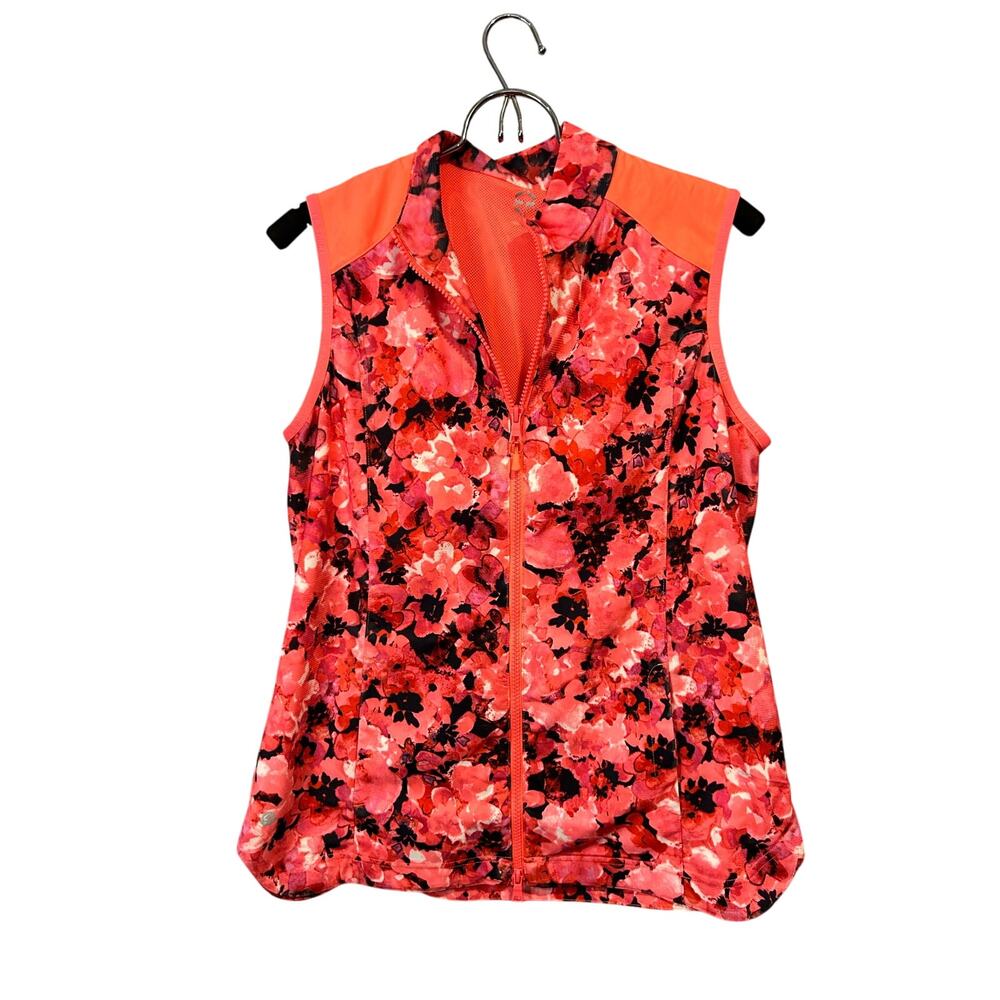 EP sport floral pink full zip vest mesh lining women's size medium